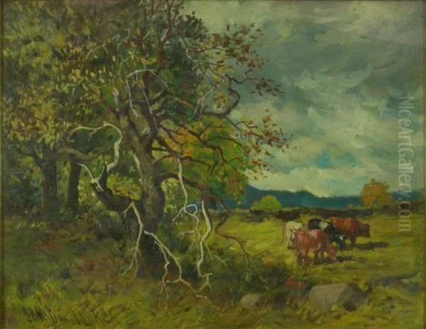 Cattle And Trees Oil Painting by John Blake Macdonald