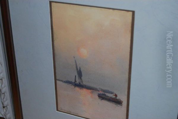 Mboatman On A Lake Oil Painting by William Alister Macdonald