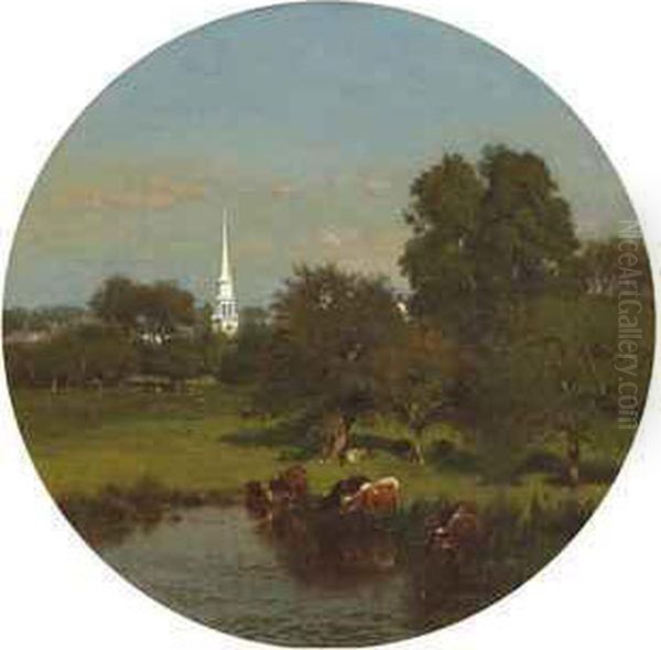 Pastoral Landscape Oil Painting by James McDougal Hart