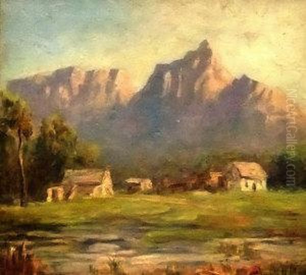 A Farm Near Drakensberg Park, 
Sa Oil Painting by Edward C. Churchill Mace