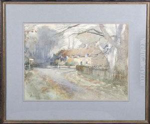 The Road Into A Village On A Misty Day Oil Painting by Robert Ernest Maceune