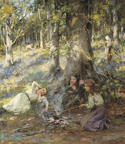 Woodcutter's Children Oil Painting by William Stewart MacGeorge