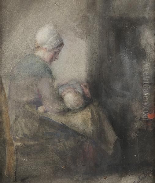 A Lullaby Oil Painting by Hannah Clarke Prest. Macgoun