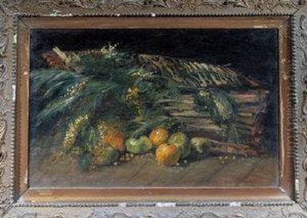 A Still-life Study Of Oranges, Apples And Flowers Oil Painting by William York MacGregor