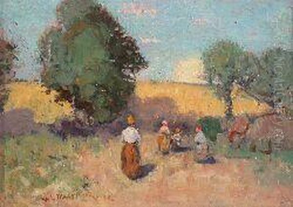 Figures On A Country Road Oil Painting by William York MacGregor