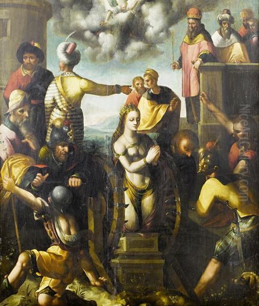 The Martyrdom Of Saint Catherine Ofalexandria Oil Painting by Pedro Machuca