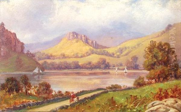 Lake Scene With Mountains Oil Painting by John Macintosh Macintosh