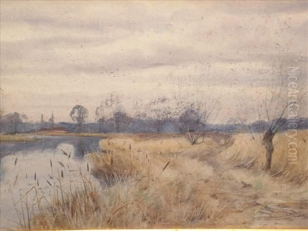 A Riverscene Oil Painting by John Macintosh Macintosh