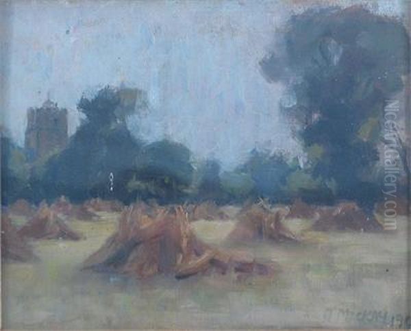 Corn Stooks Oil Painting by James Mackay