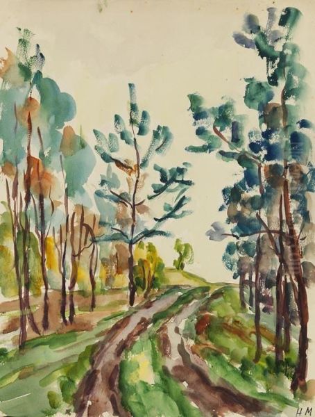 Waldweg. Oil Painting by Helmut Macke