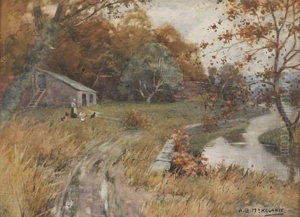 Autumn By The River Oil Painting by Alexander Bulfour Mackechnie