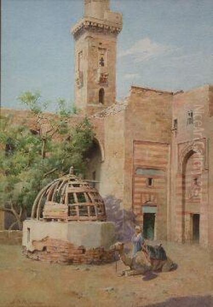 Courtyard In Old Cairo Oil Painting by Alexander Bulfour Mackechnie