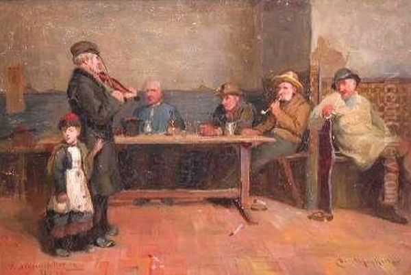 A Strolling Fiddler Oil Painting by Duncan Mackellar