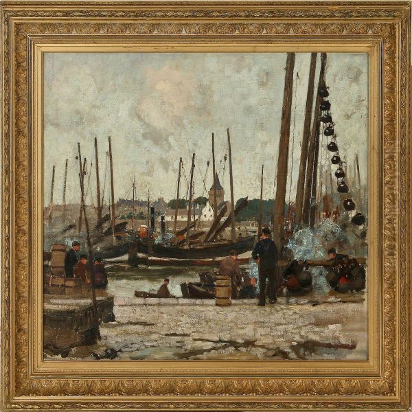 Harbour Scene From Scotland Oil Painting by James Hamilton Mackenzie