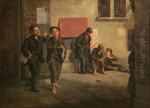 A Game Of Spinner Oil Painting by William Gibbs Mackenzie