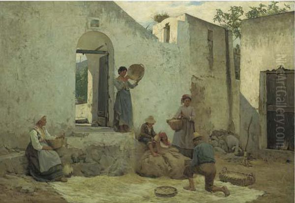 Winnowing Corn - Ana Capri Oil Painting by William Murray Mackenzie