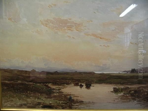 A Moorland View With Distant Mountains Oil Painting by Finlay Mackinnon