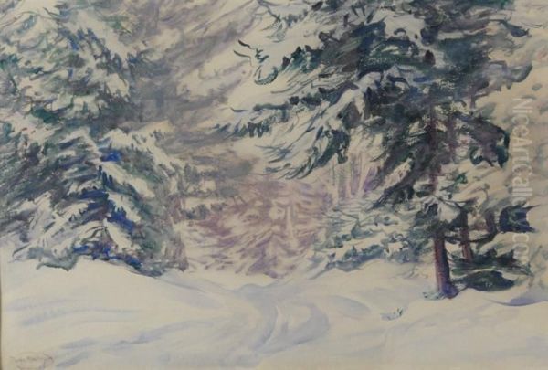 Winter Landscape Oil Painting by Dodge Macknight