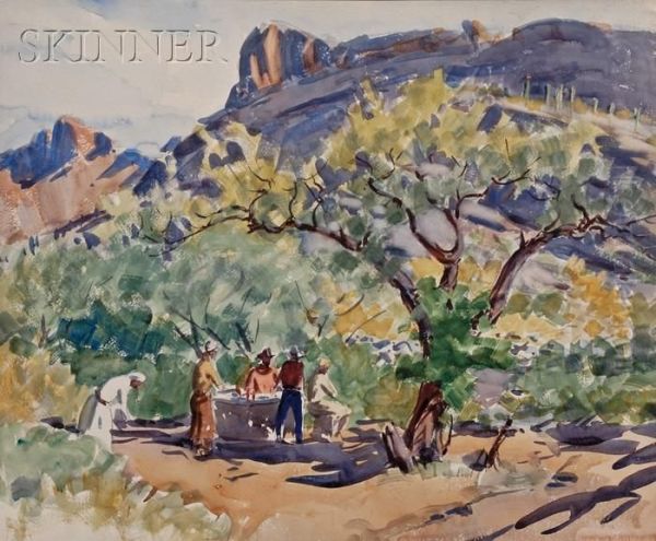 Ranch Hands Oil Painting by Dodge Macknight