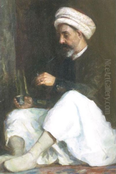 An Opium Smoker Oil Painting by John Stewart Maclaren