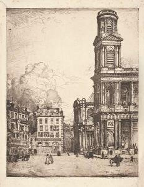 Paris, Place Et Rue Saint-sulpice Oil Painting by Donald Shaw Maclaughlan