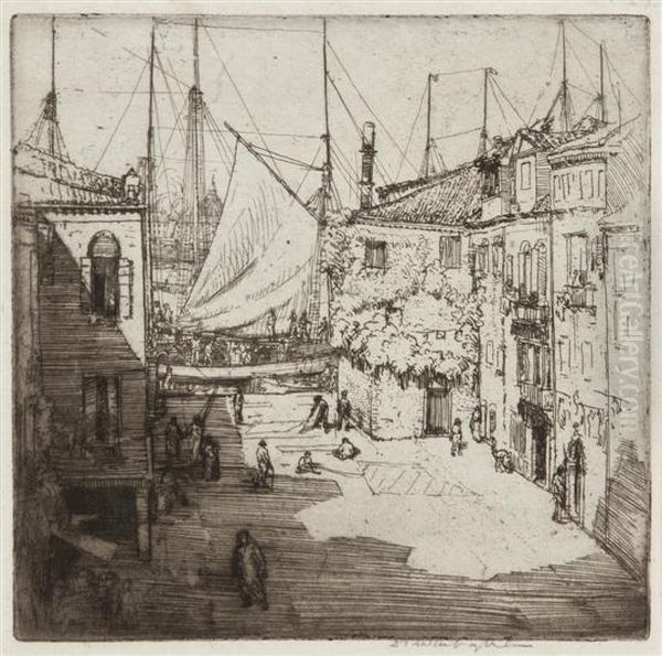 Sail Yard, Venice Oil Painting by Donald Shaw Maclaughlan