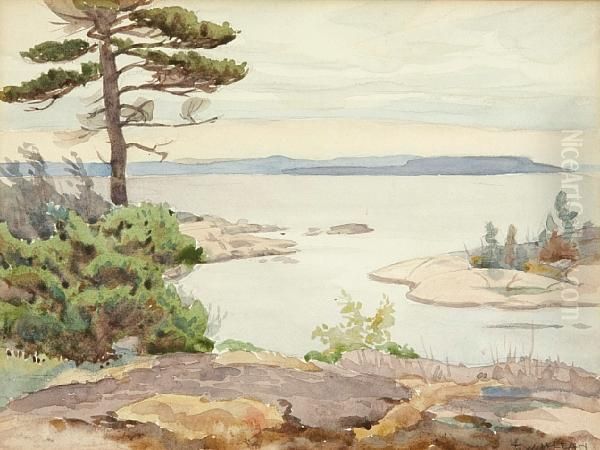 Seven Views:georgian Bay, Rocky Point Oil Painting by Thomas Wesley Maclean