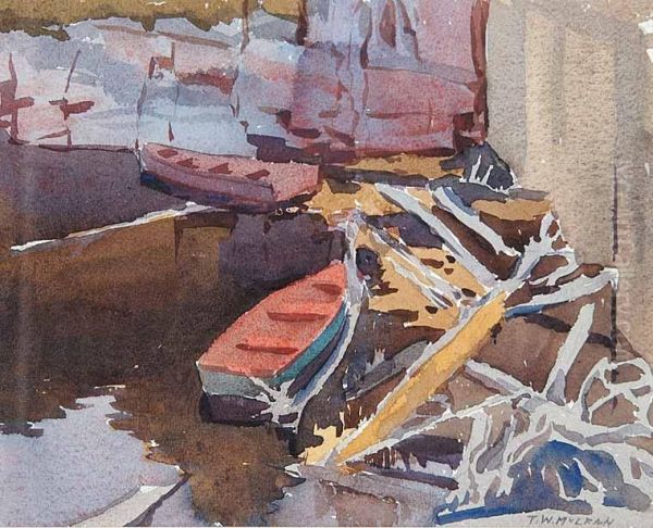 Boats At Dock by Thomas Wesley Maclean