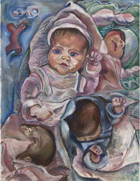 Babies Oil Painting by Pegi Nicol Macleod