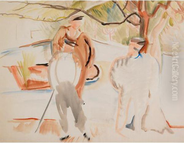 Golfers Oil Painting by Pegi Nicol Macleod