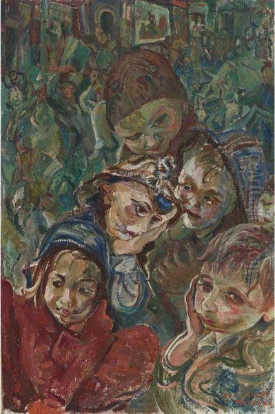 A Group Of Children Oil Painting by Pegi Nicol Macleod