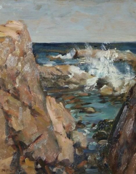 Ocean Rock Oil Painting by Mary L. Fairchild Macmonnies Low