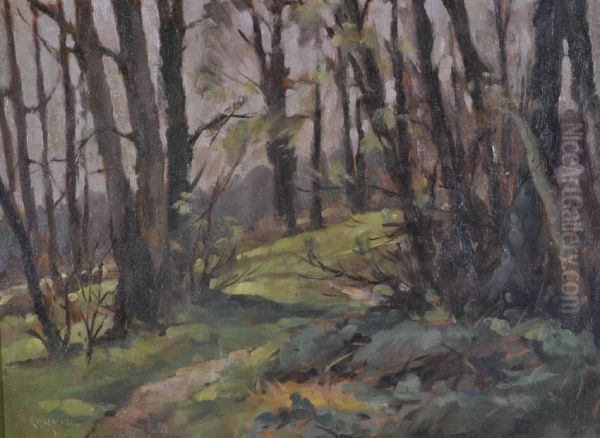 Woodland Scene Oil Painting by Robert Russell Macnee