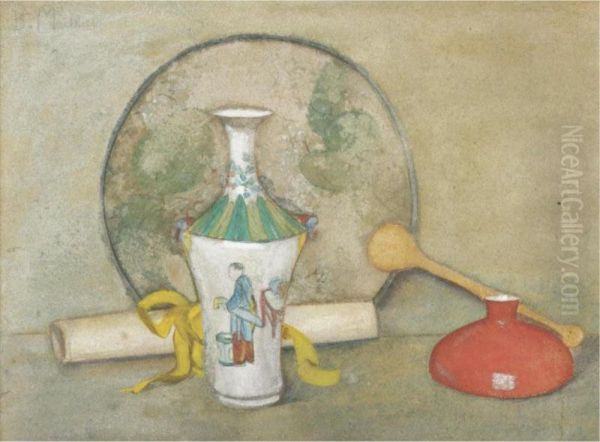 Still Life With An Oriental Vase Oil Painting by Bessie MacNicol