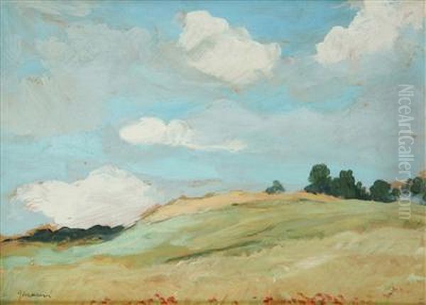 A Summer Landscape Oil Painting by Gustav Macoun