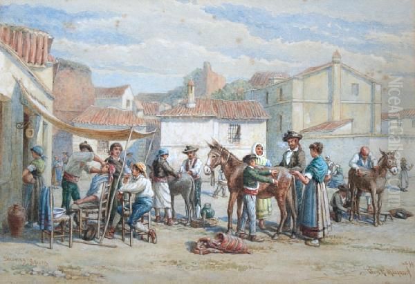 Shaving, Spain Oil Painting by Percy Thomas Macquoid