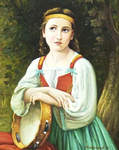 Tambourine Girl Oil Painting by Percy Thomas Macquoid