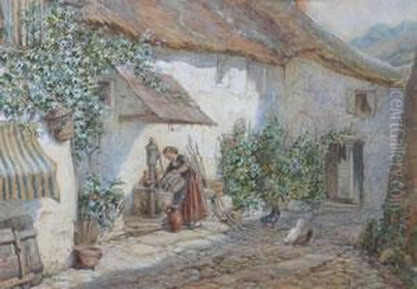 Untitled Scene With Woman At A Well Oil Painting by Percy Thomas Macquoid