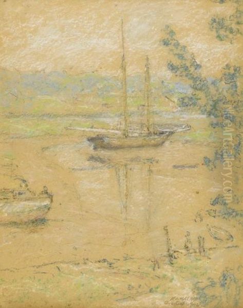 Sailboat On The Water, Connecticut Coast Oil Painting by Elmer Livingston Macrae