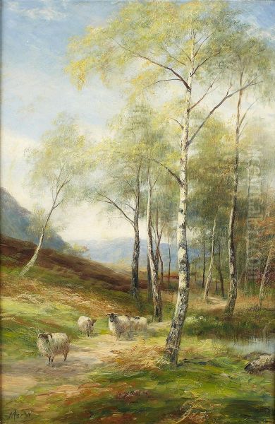 Stragglers In The Birch Woods, Aviemore Oil Painting by John MacWhirter