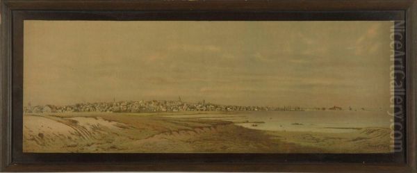 Panoramic View Of Nantucket. Signed And Dated In Plate Wendell Macy 1884