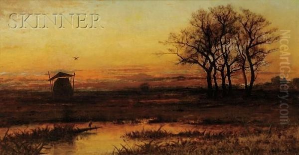 Sunset On The Marsh Oil Painting by William Ferdinand Macy