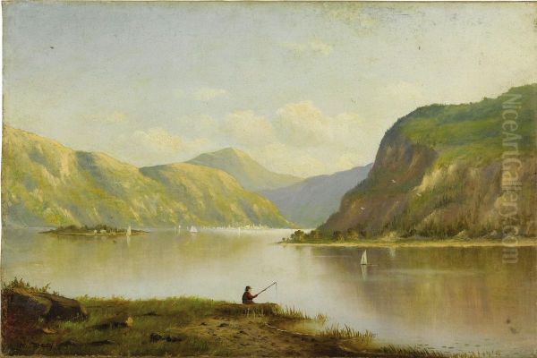 Fisherman At Lake's Edge Oil Painting by William Starbuck Macy