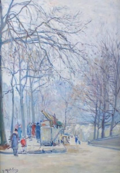 Paris, Les Quais, Les Bouquinistes Oil Painting by Gustave Madelain