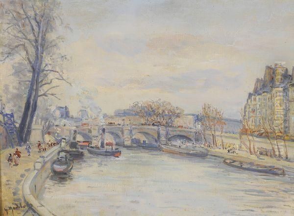 Le Bassin Du Pont-neuf. Oil Painting by Gustave Madelain