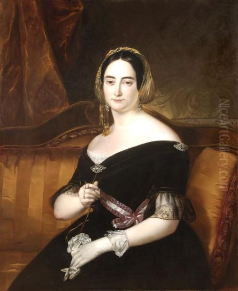 Retrato De Jacinta Martinez De Sicilia Y Santa Cruz Oil Painting by Jose Madrazo Y Agudo