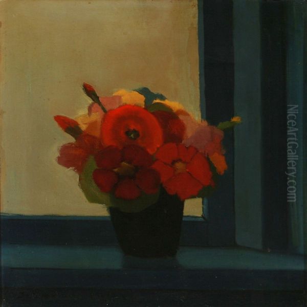 Still Life With Flowers Oil Painting by Jeppe Madsen-Ohlsen