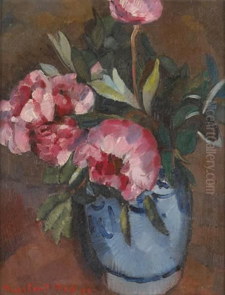 Vase Fleuri De Pivoines Oil Painting by Wilhelm Johannes Maertens