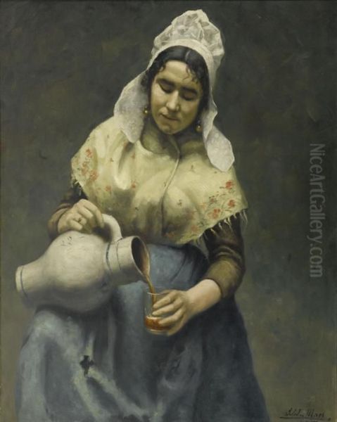 Maidservant With A Pitcher. Oil Painting by Adolphe Maes