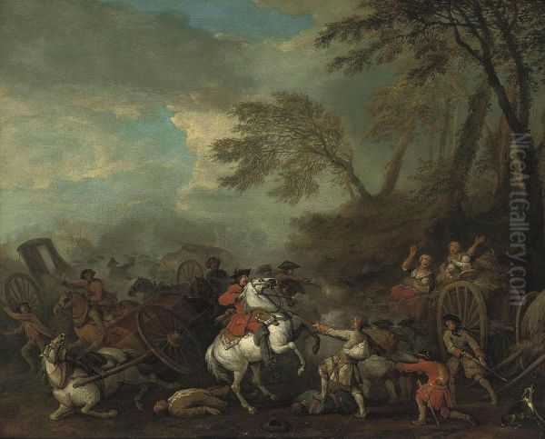 An Ambush In A Wooded Landscape Oil Painting by Dirck Maas